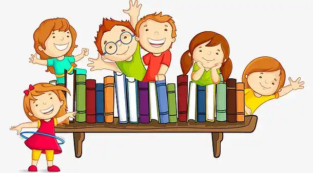 看书卡通孩子素材_看书卡通孩子图片元素-觅元素