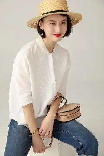 亚麻衬衫白色白衬衫棉麻白色棉新款文艺春装2020衬衫