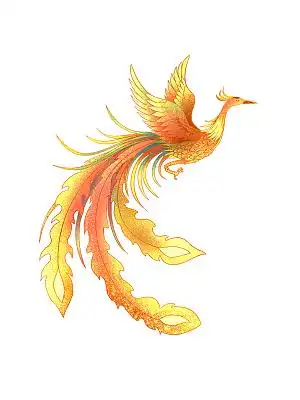 金色手绘国潮古风中国风凤凰元素png素材
