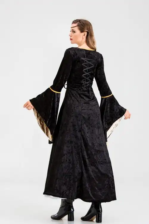 欧式复古宫廷裙欧洲中世纪收腰法式长裙公主贵族礼服英伦风连衣裙