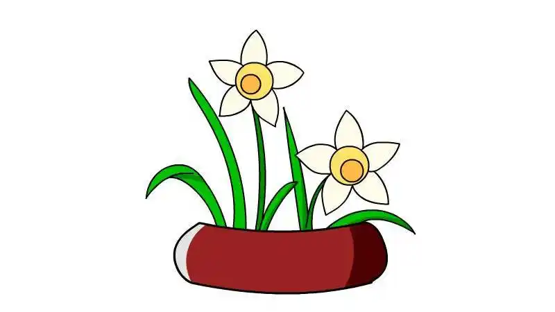 水仙花涂色模板