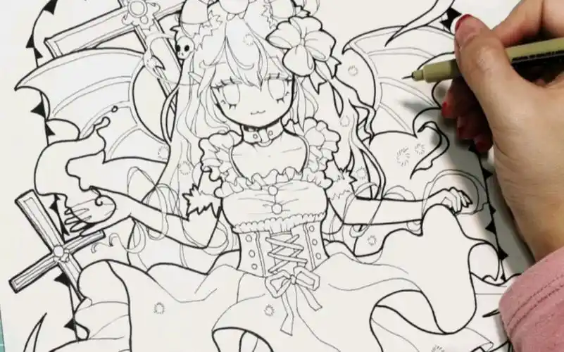 【原创手绘】恶魔少女绘制过程(上)线稿部分_哔哩哔哩_bilibili