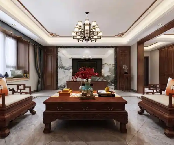 荣盛华府213平新中式风格装修设计