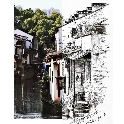 江南水乡#速写 #钢笔画  #江南水乡  #钢笔  #钢笔速写  #绘画  #寻找