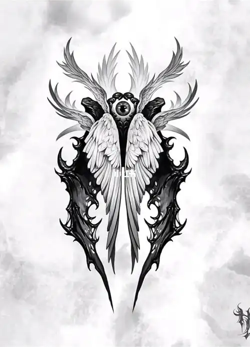 后背翅膀纹身