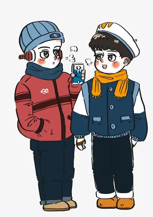 冬季出去游玩多穿衣服保暖卡通人物