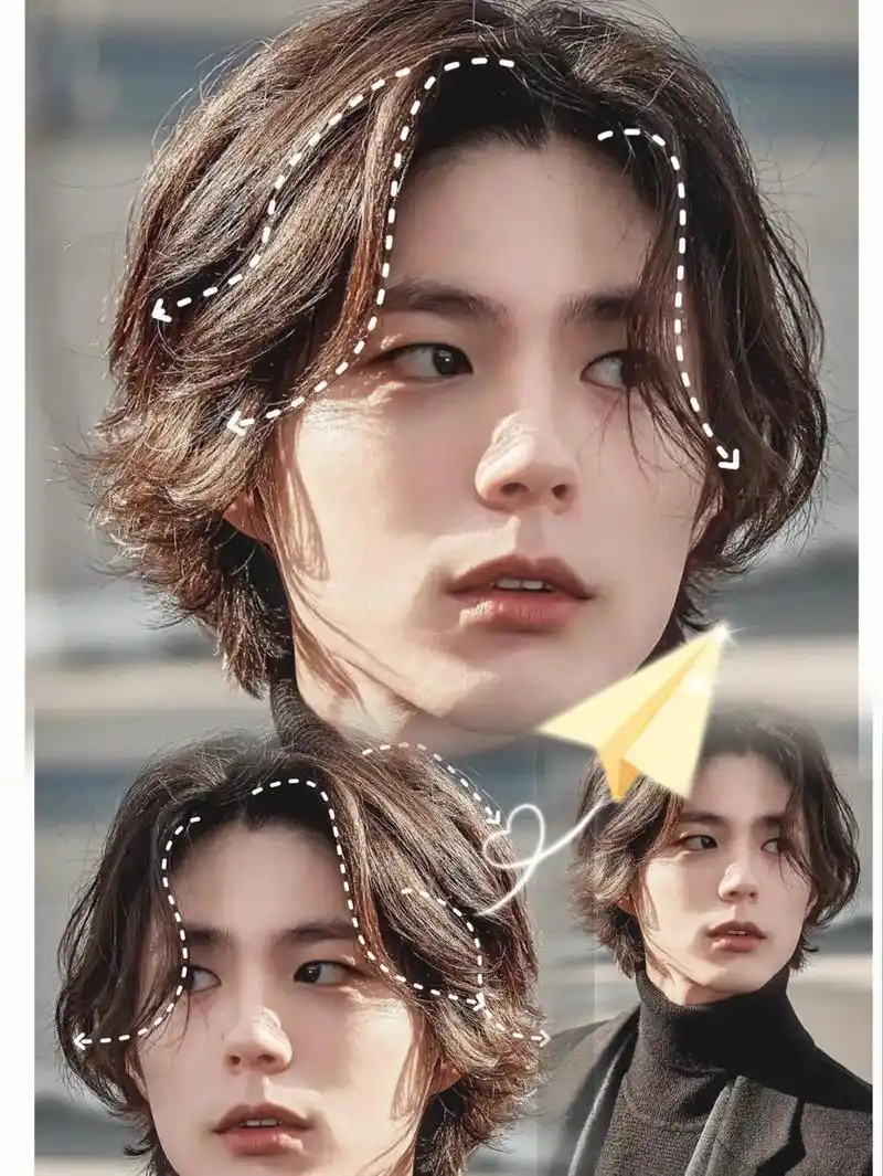 发型:男生"日系长中分"发型发色:黑  长度:16cm发模脸 - 抖音