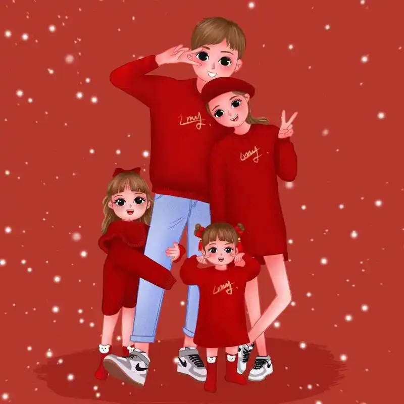 一家四口/亲子头像/圣诞月 生了两个女儿,有人嘲笑,有人羡慕,有人说三