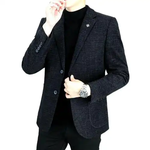 培蒙高端休闲西装外套男春秋季大码名牌毛呢小西服商务单西上衣