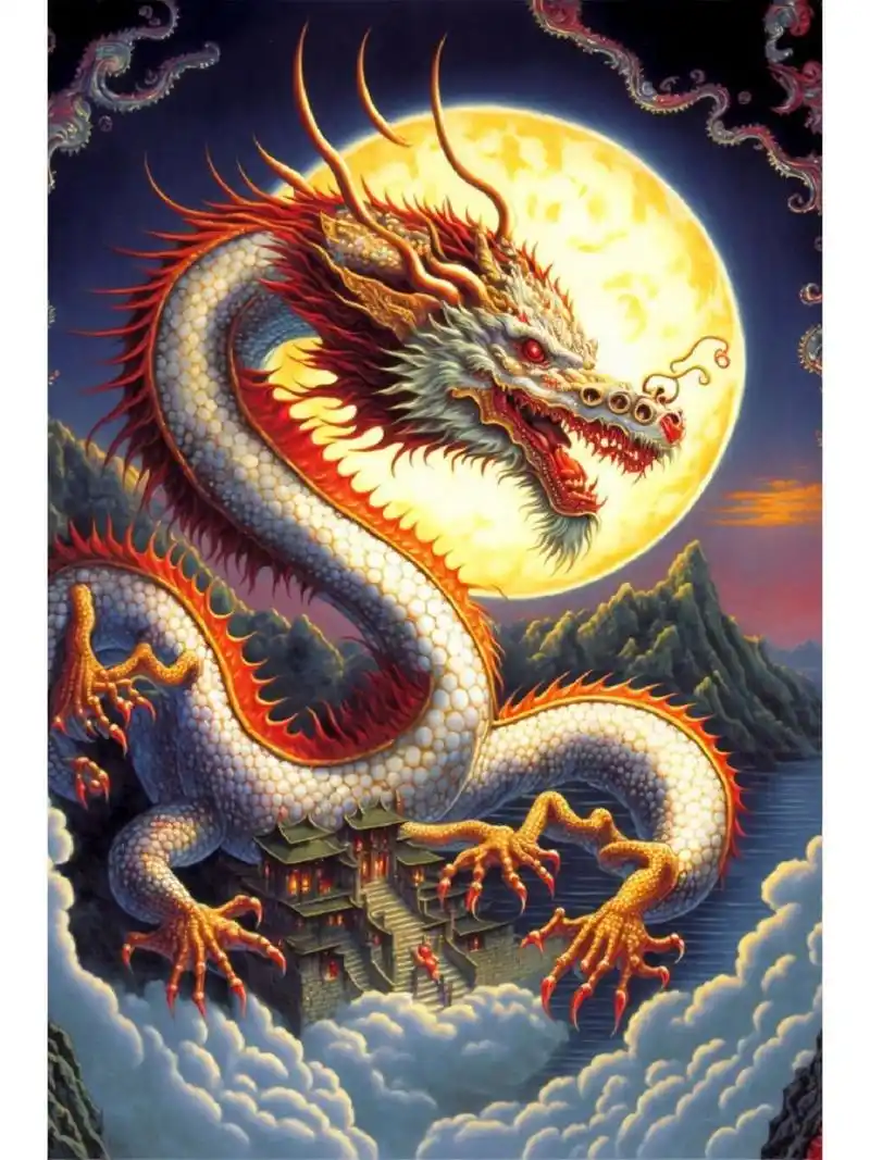 ai绘画"关键词"国风神龙 龙,中国古代神话中的动物,为鳞虫之长.相传龙
