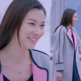 克拉恋人孙菲菲杨亚同款灰粉色拼接双面羊绒大衣2015秋冬新款189