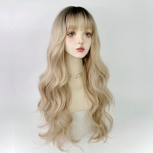 金发假发卷发金色白金色浅全头套女长发大波浪lolita万用头发水舞