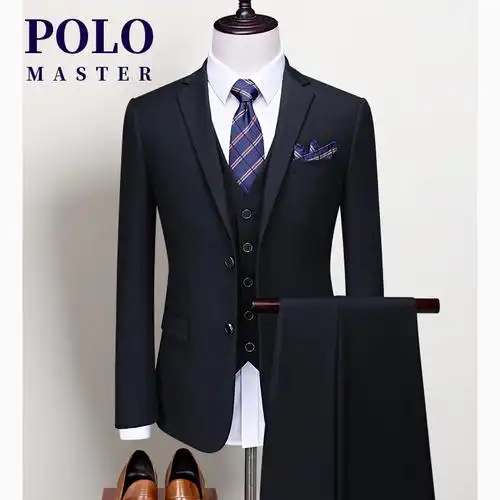 美国保罗西装男套装西服三件套商务职业正装男士结婚新郎礼服修身
