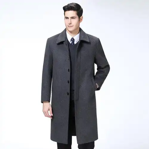 长款加厚羊毛呢子2020秋季中青年男士保暖羊绒大衣外套爸爸装礼物视频