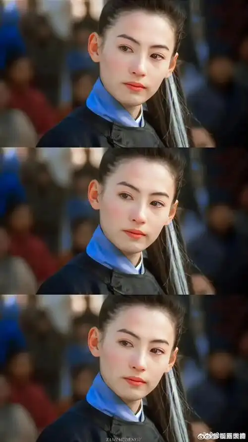 张柏芝骨相皮相都一绝,男装古装扮相也是好俊俏,精致的五官,简单的高