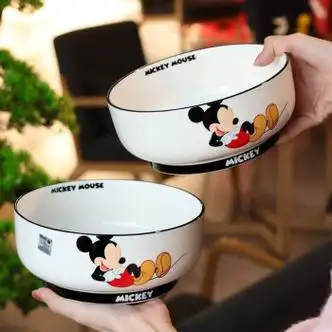 迪士尼米奇餐具7寸汤碗家用碗套装卡通高颜值饭碗儿童可爱碗陶瓷乐选
