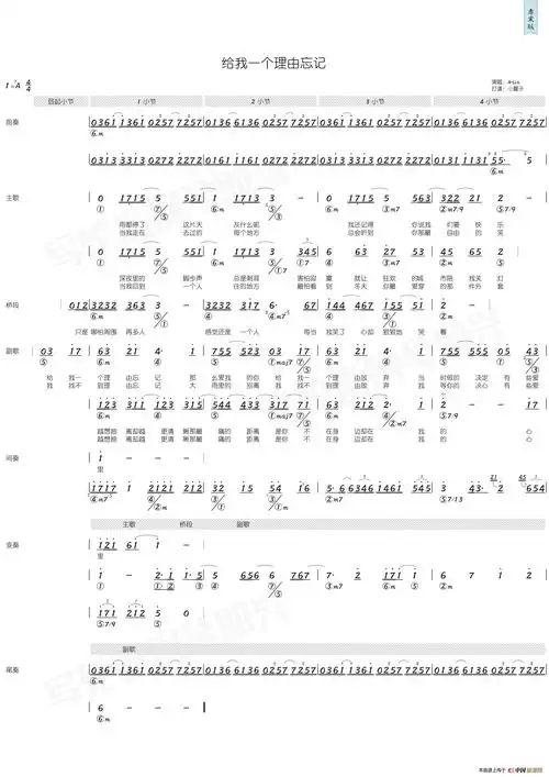给我一个理由忘记(简和谱)_简谱