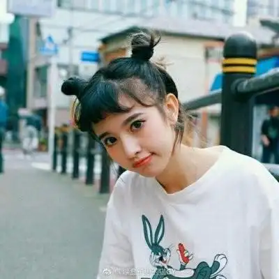双丸子头女生头像