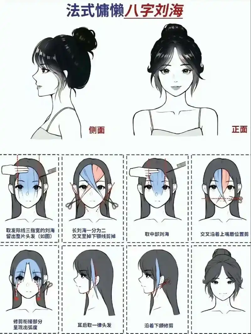 一份学会自剪法式慵懒刘海 空气刘海