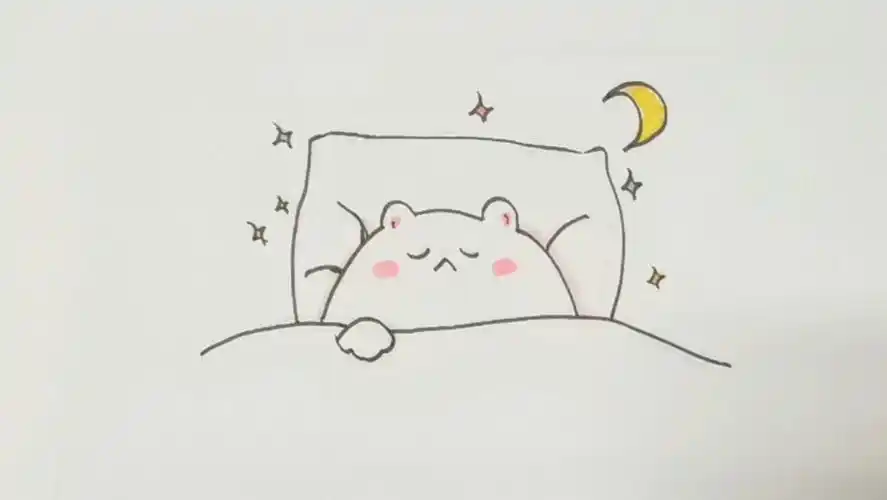 睡梦中的小熊,儿童卡通简笔画