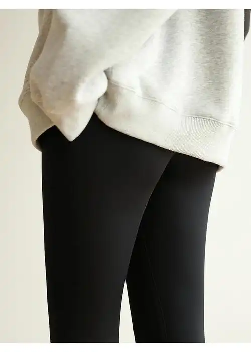 嘉茱莉2021秋冬新款鲨鱼皮打底裤女外穿黑色紧身裤子高腰瑜伽裤女黑色