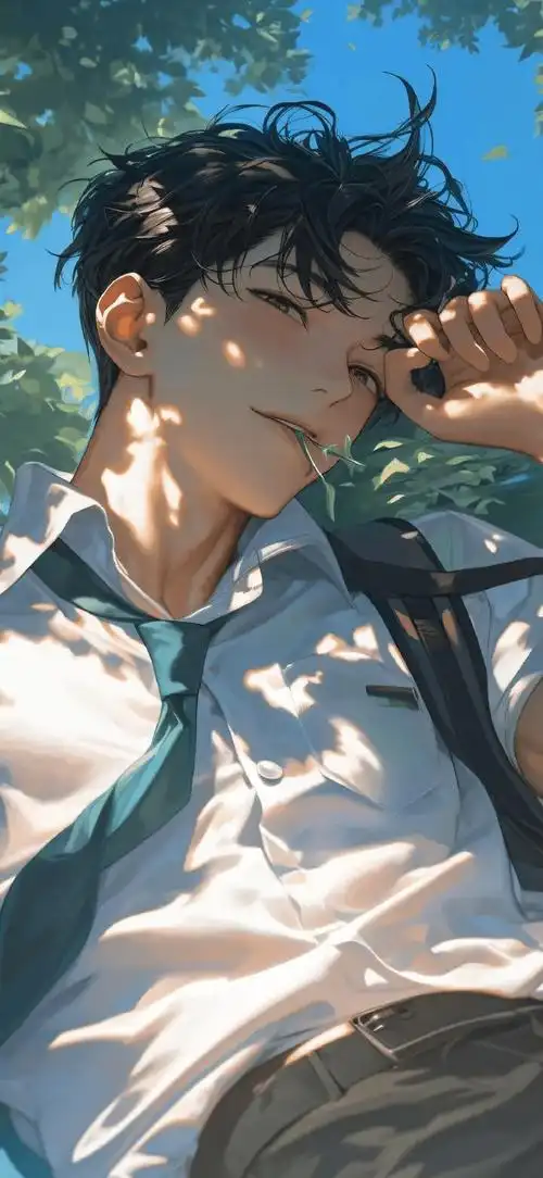 壁纸| 仰躺草地的动漫美少年壁纸_手机_聚集地_灵感