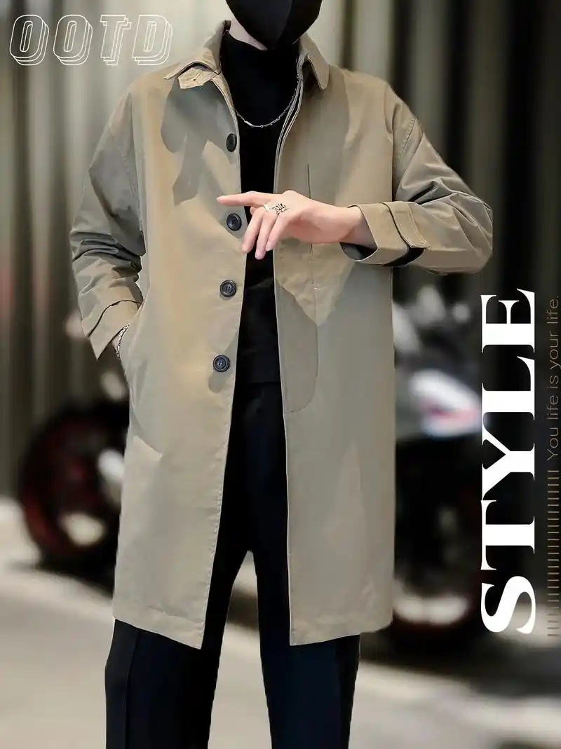 男士秋冬中长款风衣外套.#创作灵感 #图文伙伴计划2024  - 抖音