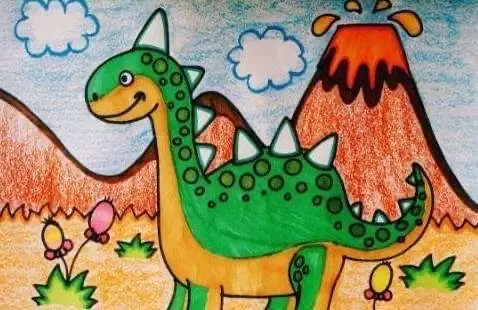 欣赏完下面的作品,同学们也快动起小手来!画出你们喜欢的恐龙吧!