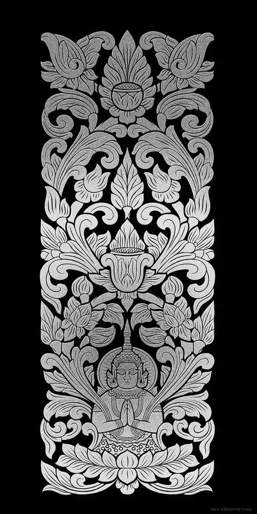khmer-精致寺庙佛教花纹图像插画