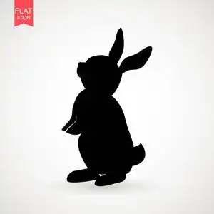 复活节兔子剪影在白色背景被隔绝了.卡通矢量元素.动物照片