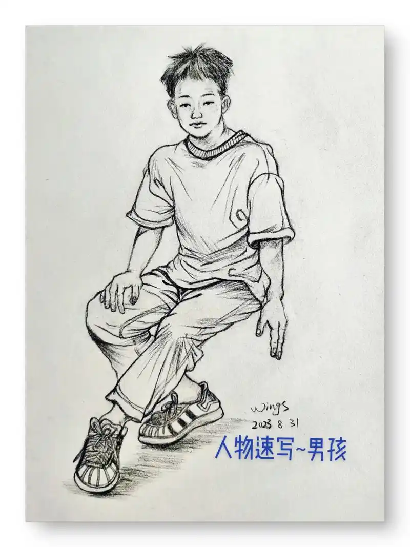 美术生 #绘画96 #速写 #速写人物 #人物肖像 :八级 - 抖音