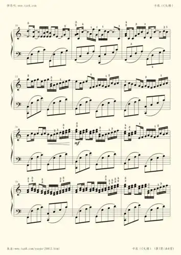 钢琴谱 - 卡农(经典版,c大调钢琴谱,带指法)