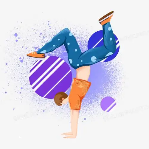 卡通手绘跳街舞人物元素