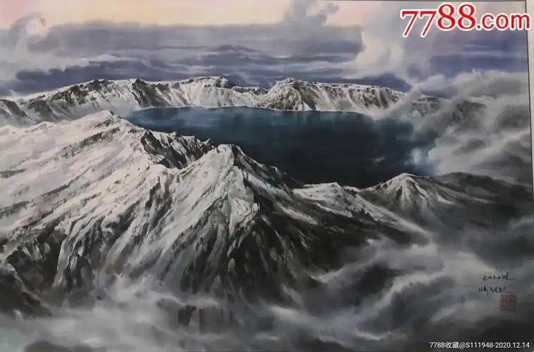 朝鲜画长白山天池3