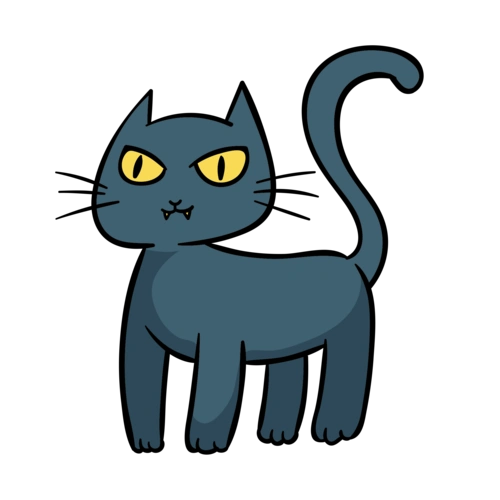 万圣节手绘黑猫卡通趣味插画