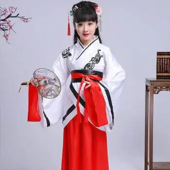 古装男女童国学演出服表演服装三字经书童朗诵小学生 古装红色女jc