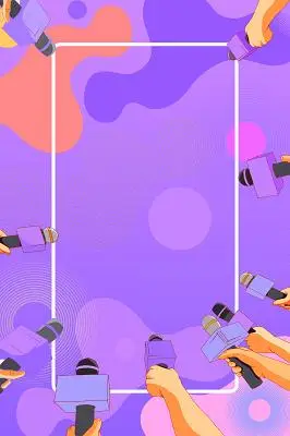 卡通矢量风格简洁采访记者节人物采访话筒海报简约背景