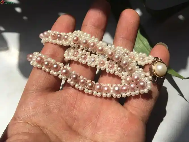 欧洲回流编珠花形珍珠项链一条