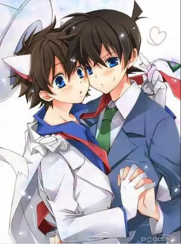 点赞  评论  动漫唯美 名侦探柯南 黑羽快斗 q版 怪盗基德x柯南{新