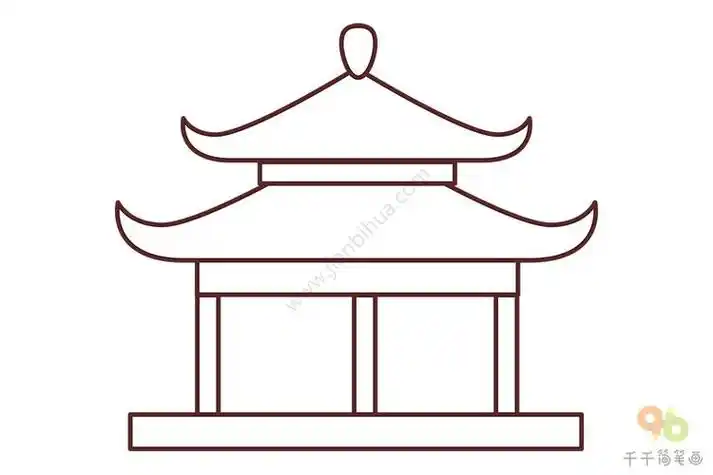 凉亭简笔画教程凉亭简笔画简单好学去山上看三层的凉亭的简笔画儿童简