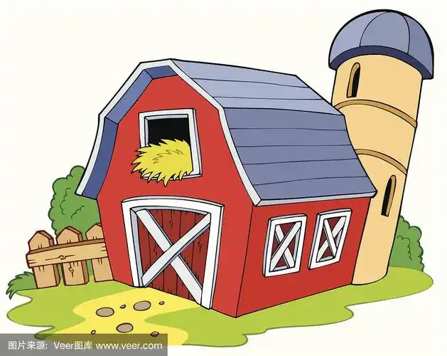 卡通红色谷仓