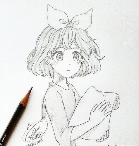 漂亮的卡通人物简笔画大全,元气少女