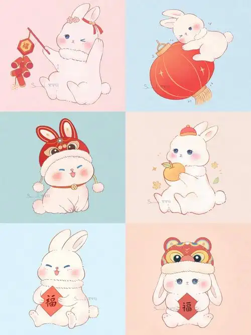 一些可爱的新年兔子合集