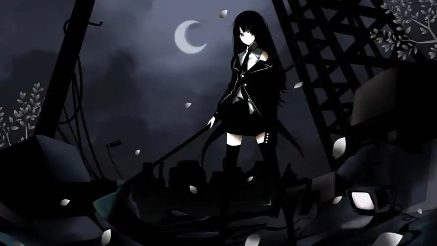 黑夜动漫美女桌面壁纸