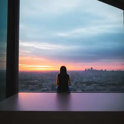 ai图片:孤寂女孩的背影和面对的世界