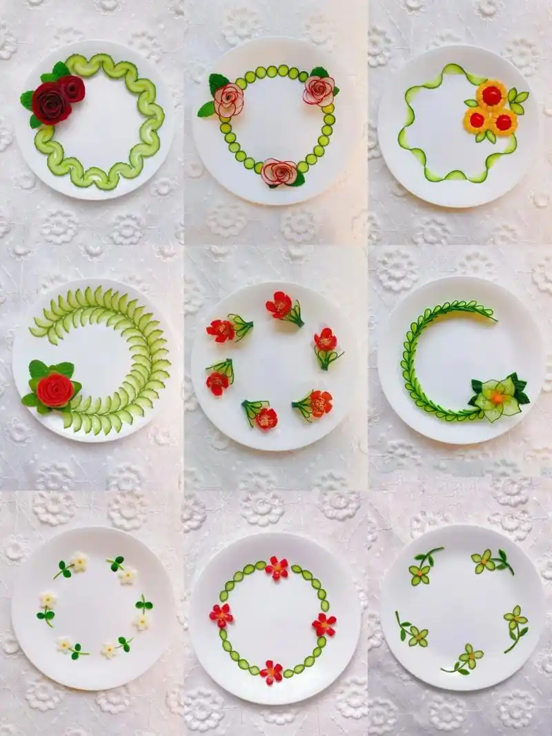 盘饰|家宴年夜饭黄瓜摆盘围边合集三～91 往前翻看都要具体操作步骤