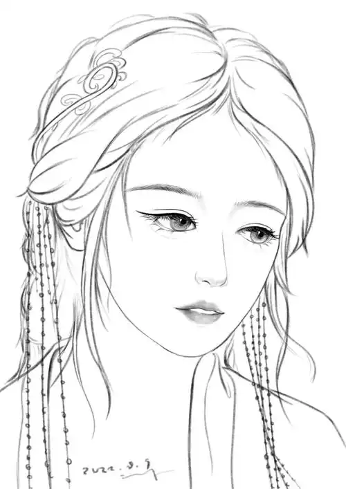 素描古风,#插画  #插画分享  #素描插画  #古风插画  #素描  #少女