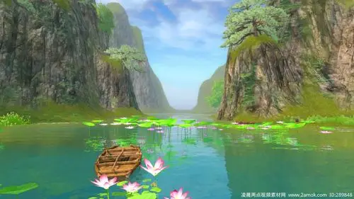 山中荷塘仙境背景舞台背景