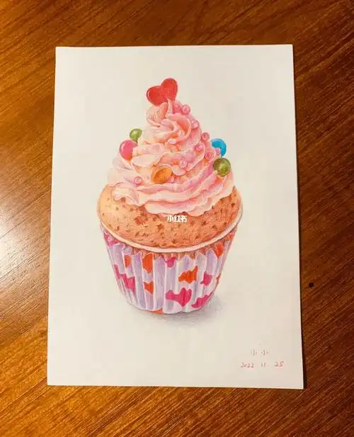 彩铅临摹纸杯蛋糕230