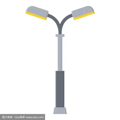 街灯卡通孤立的白色背景.现代和复古街灯.景观营造要素.